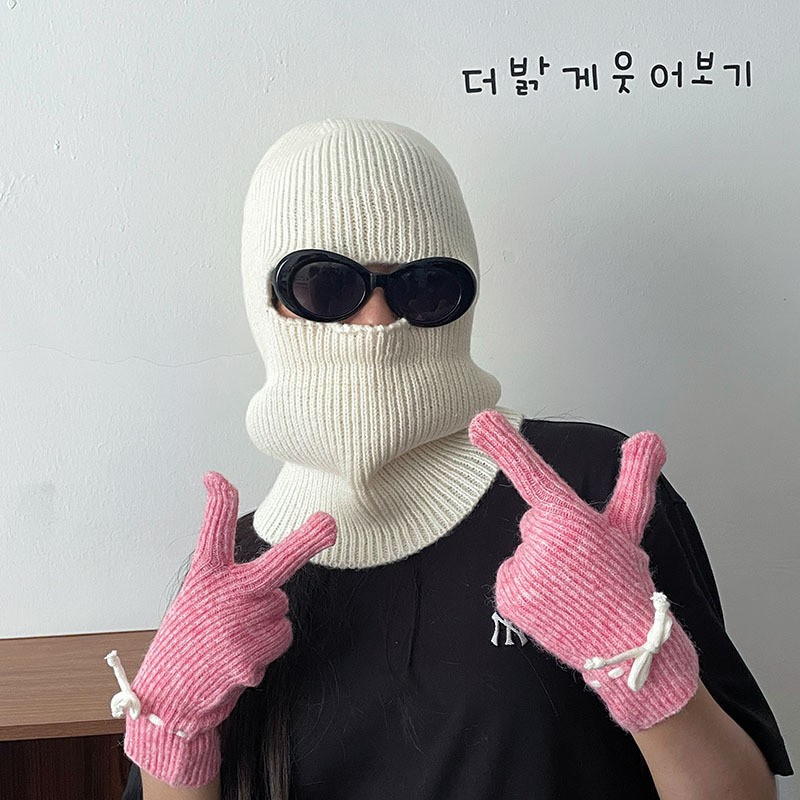 个性设计~一帽两戴秋冬季护脸防风帽子套头针织帽包头毛线帽SD08