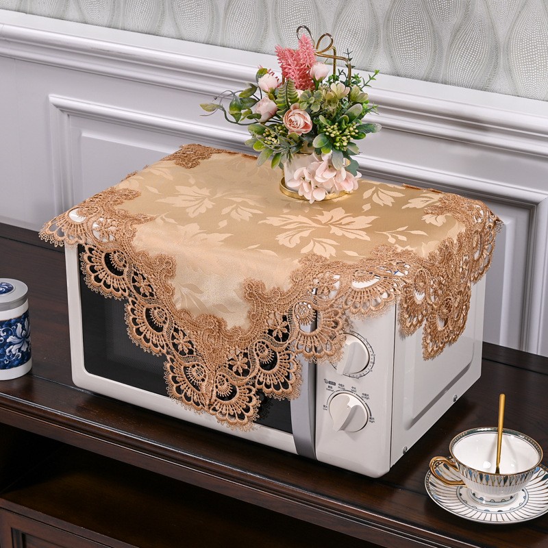 北欧蕾丝微波炉盖巾冰箱电视机方巾高档简约万能盖布透气防尘DF52