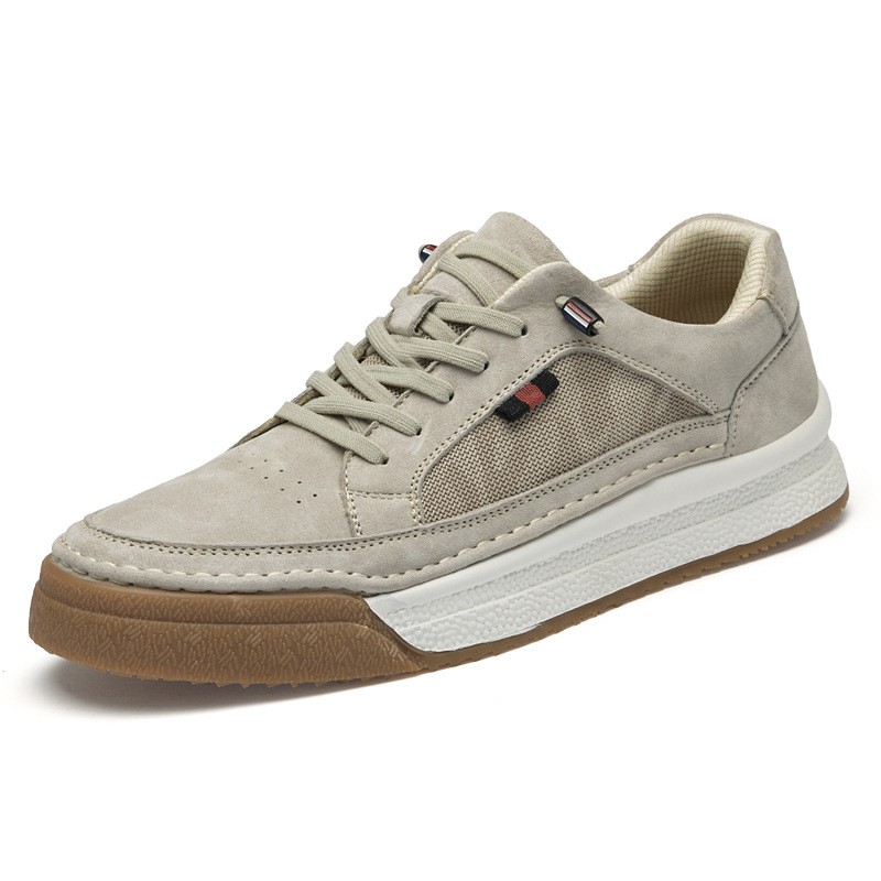 头层真皮男鞋新款板鞋潮鞋潮流百搭运动休闲韩版反绒厚底滑板xc28