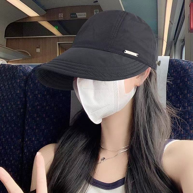 防晒帽女2024太阳帽鸭舌遮阳帽显脸小棒球帽子女款渔夫帽大帽HB90