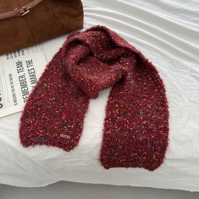 松松软软ins彩虹糖豆小点点针织围巾韩系女保暖秋冬季纯色围SD19