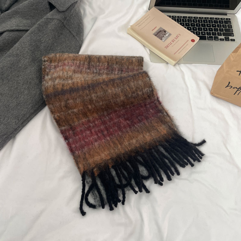 定纺20%羊毛版 高级感英国设计师款土星条纹围巾太后同款保暖SD36