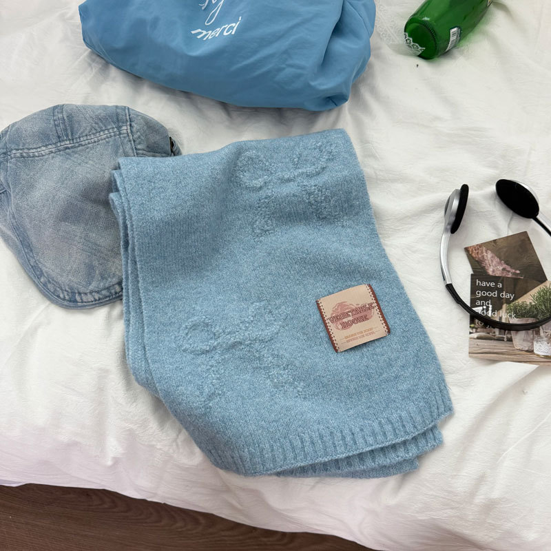 蝴蝶结 冬季限定款保暖围巾女卡通针织毛线仿羊绒围脖SD06