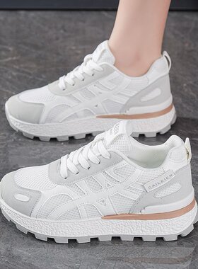 秋季女鞋新款透气网面鞋子女韩版百搭厚底增高运动鞋休闲老爹R-27