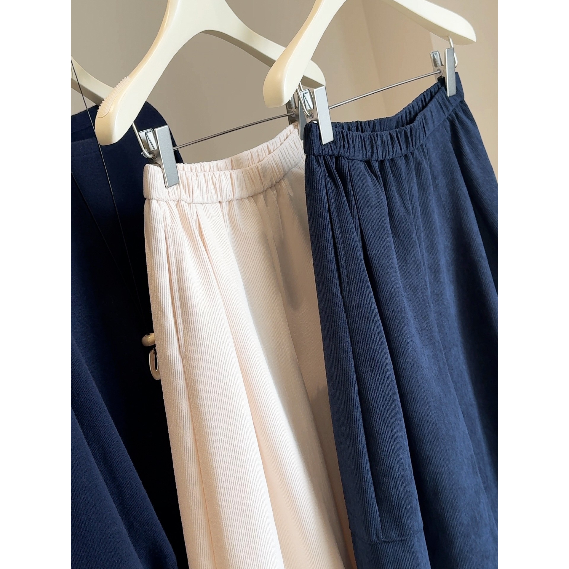 2025新款韩版高腰宽松时尚百搭阔腿休闲八分裤女秋冬灯芯绒裤b238