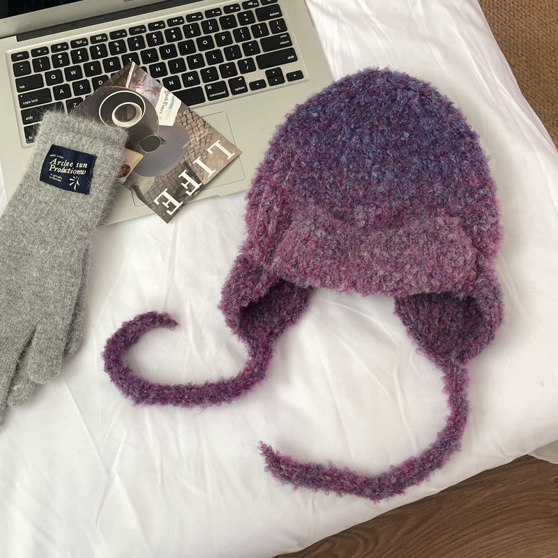 出口单~韩国东大门新款混色毛圈雷锋帽女保暖套头护耳毛线飞SD48