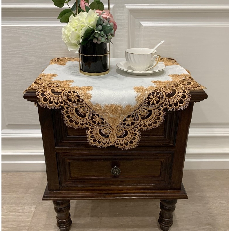 方形美式茶几桌布新中式角几盖巾遮盖洗衣机冰箱防尘罩床头柜DF40