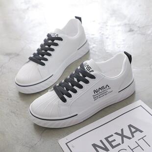 小白鞋女皮面2026春秋透气板鞋女生百搭学生白鞋女款轻便E-85