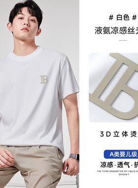 淘圣制衣液氨冰氧棉短袖T恤男2026夏季高端3D立体烫花体恤