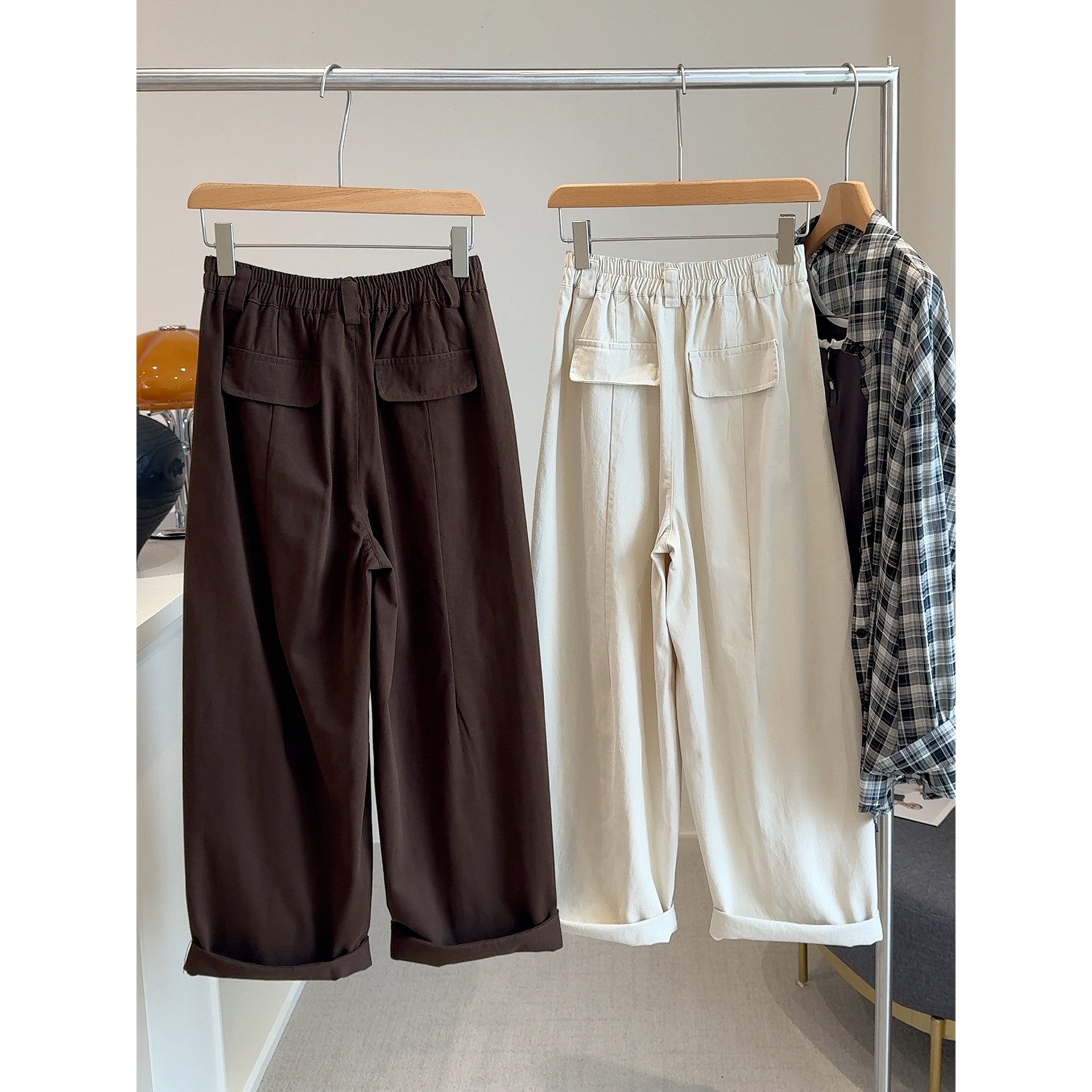 2025早秋新款韩版时尚百搭显瘦高腰直筒阔腿裤女宽松休闲九分b232