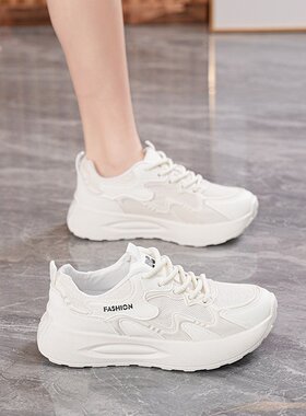 夏季女鞋新款透气网面运动鞋子女韩版百搭厚底休闲软底跑步老R-82