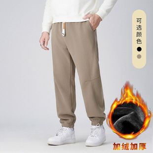 【加绒加厚休闲裤】大码下装冬季裤子百搭简约束脚裤宽松男式卫裤