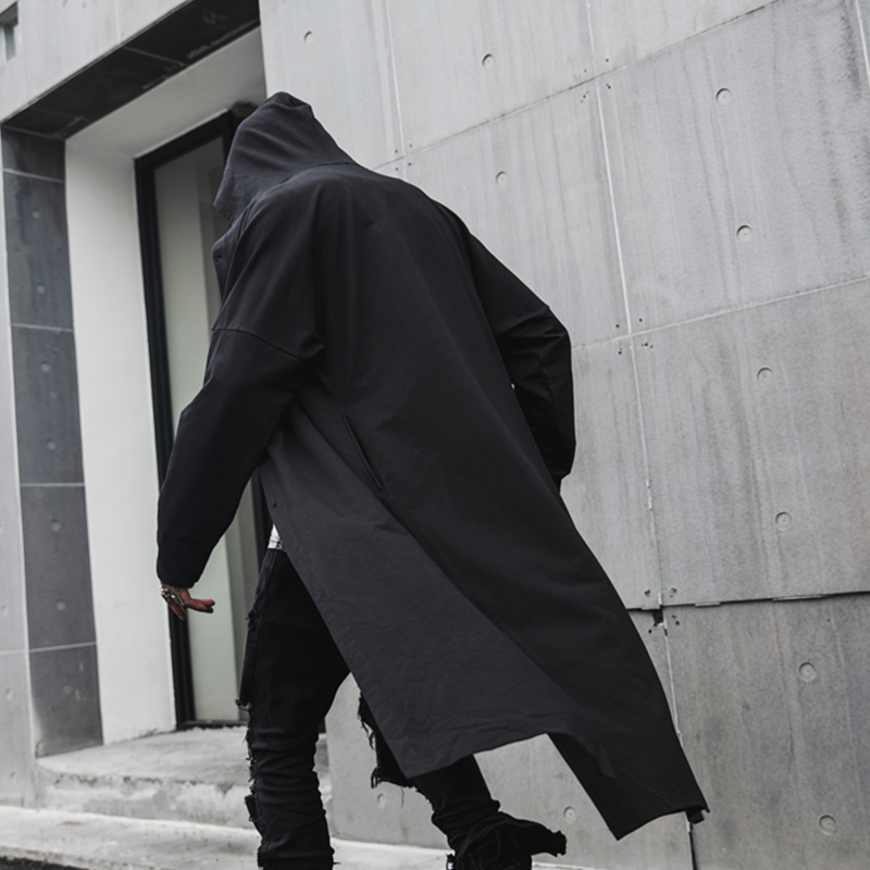 春季新款韩版潮流风衣男中长款暗黑系男士巫师斗篷披风外套长袍子
