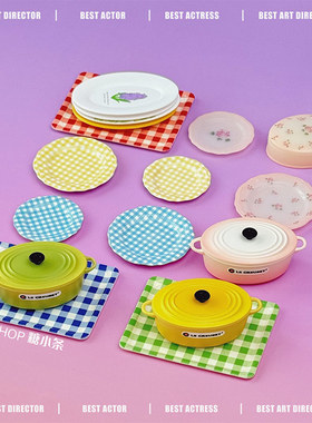 糖小条6分迷你微缩盘子珐琅锅模型丝果兔兔酱blythe食玩娃用场景