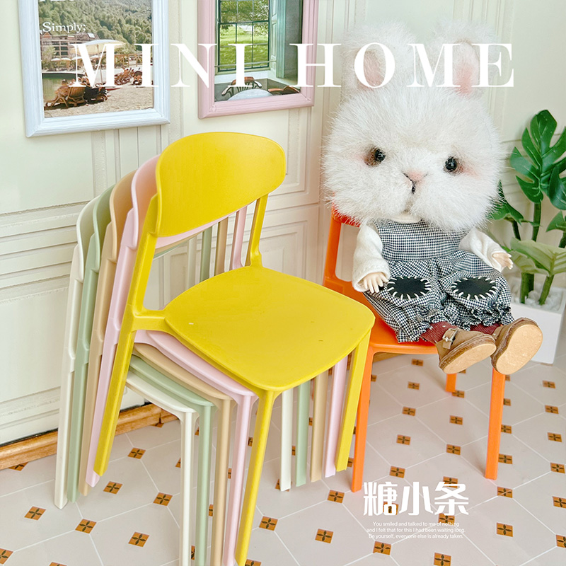 6分塑料椅子娃屋迷你厨房