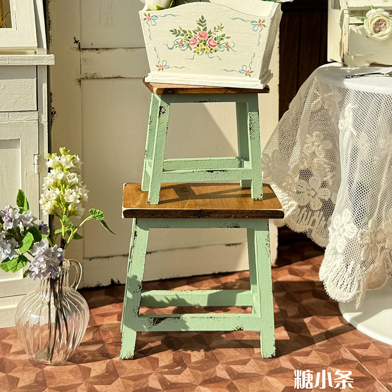 糖小条6分娃用花园板凳微缩模型