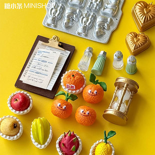 糖小条橘子食玩网兜微缩调料瓶迷你沙漏菜单菜板模型陈郎