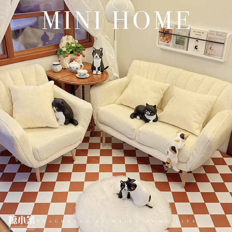 糖小条6分白色沙发娃用微缩道具