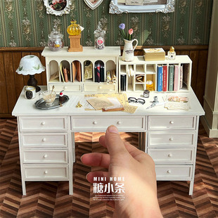 糖小条6分娃用复古书桌材料包迷你桌面收纳架手账柜blythe家具