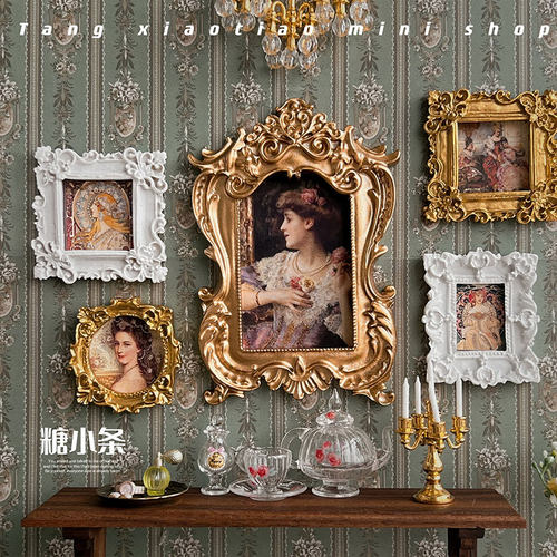 娃用树脂复古金色画框12微缩模型