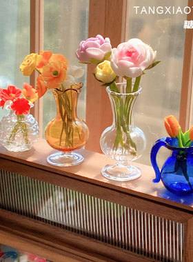 糖小条迷你黏土花瓶娃屋12分微缩6分模型ob11摆件透明玻璃 bjd