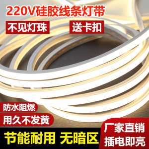 线条灯嵌入式 硅胶灯带220v柔性客厅防水免驱动明装led线型灯条形
