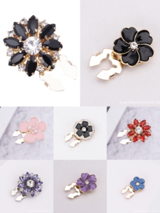 Ins博主同款复古水晶花朵系列衬衫西装袖扣纽扣领扣装饰高级感