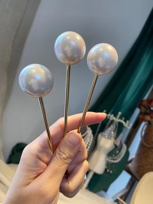 小众设计国风温柔婉约天然深海贝壳极光大珍珠百搭气质发簪