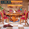 Indonesia Imported Teak high-grade villa Luxurious furniture European-style living room solid wood round table dining table and chair combination suit