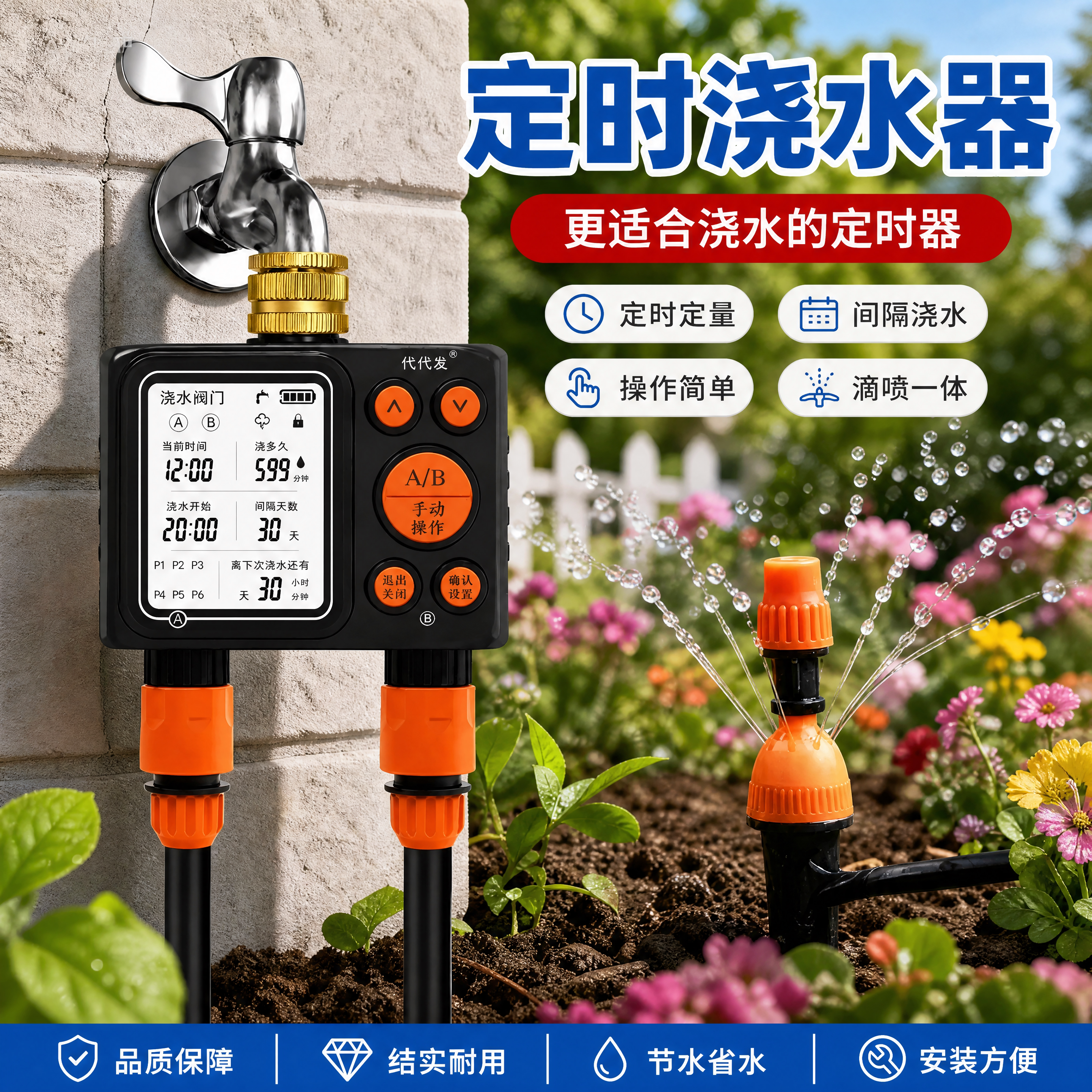 定时浇水器大屏双出口双路自动图片