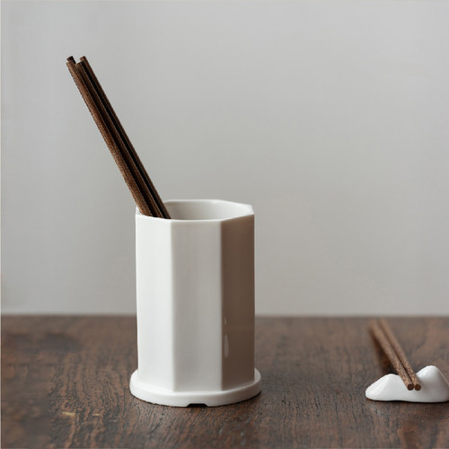 木墨生活 筷子筒 德化白瓷 陶瓷筷子桶筷子笼勺子餐具收纳滤水