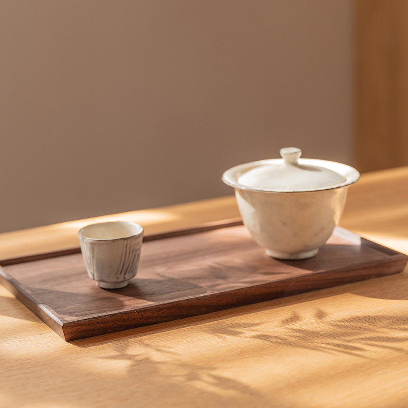 木墨生活 浅木茶盘 樱桃木黑胡桃木茶具托盘实木茶盘茶托木质盘子
