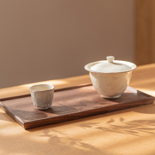 木墨生活 浅木茶盘 樱桃木黑胡桃木茶具托盘实木茶盘茶托木质盘子