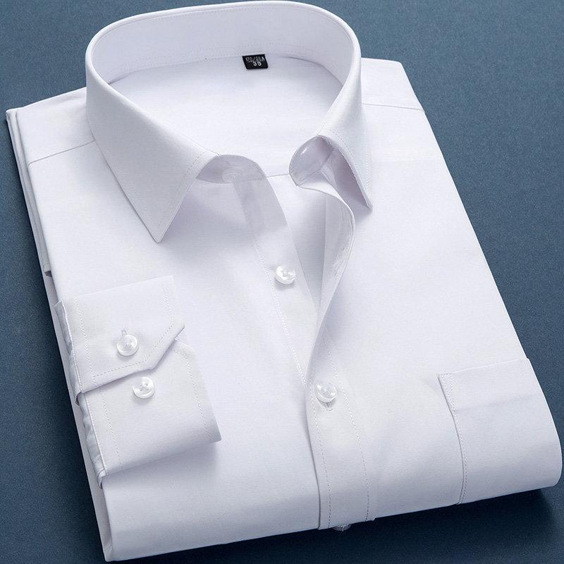 春季白衬衫男士商务衬衫男长袖职业韩版修身衬衣男伴郎正装潮流