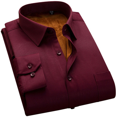 秋冬季加厚加绒保暖修身韩版衬衫