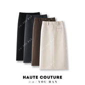 毛呢冬款 高腰明线半身裙线条感简约A字裙高智感秋冬裙子休闲百搭