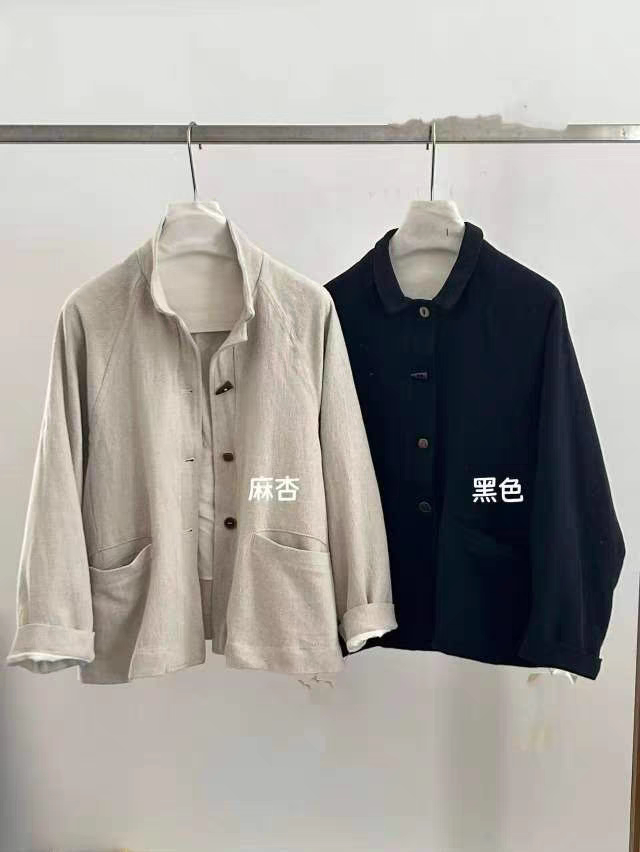 2026秋季新款日系文艺复古宽松显瘦百搭休闲棉麻外套女