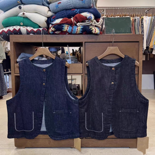 2026新款 圆领复古宽松外搭叠穿牛仔马甲背心坎肩短外套马夹上衣女