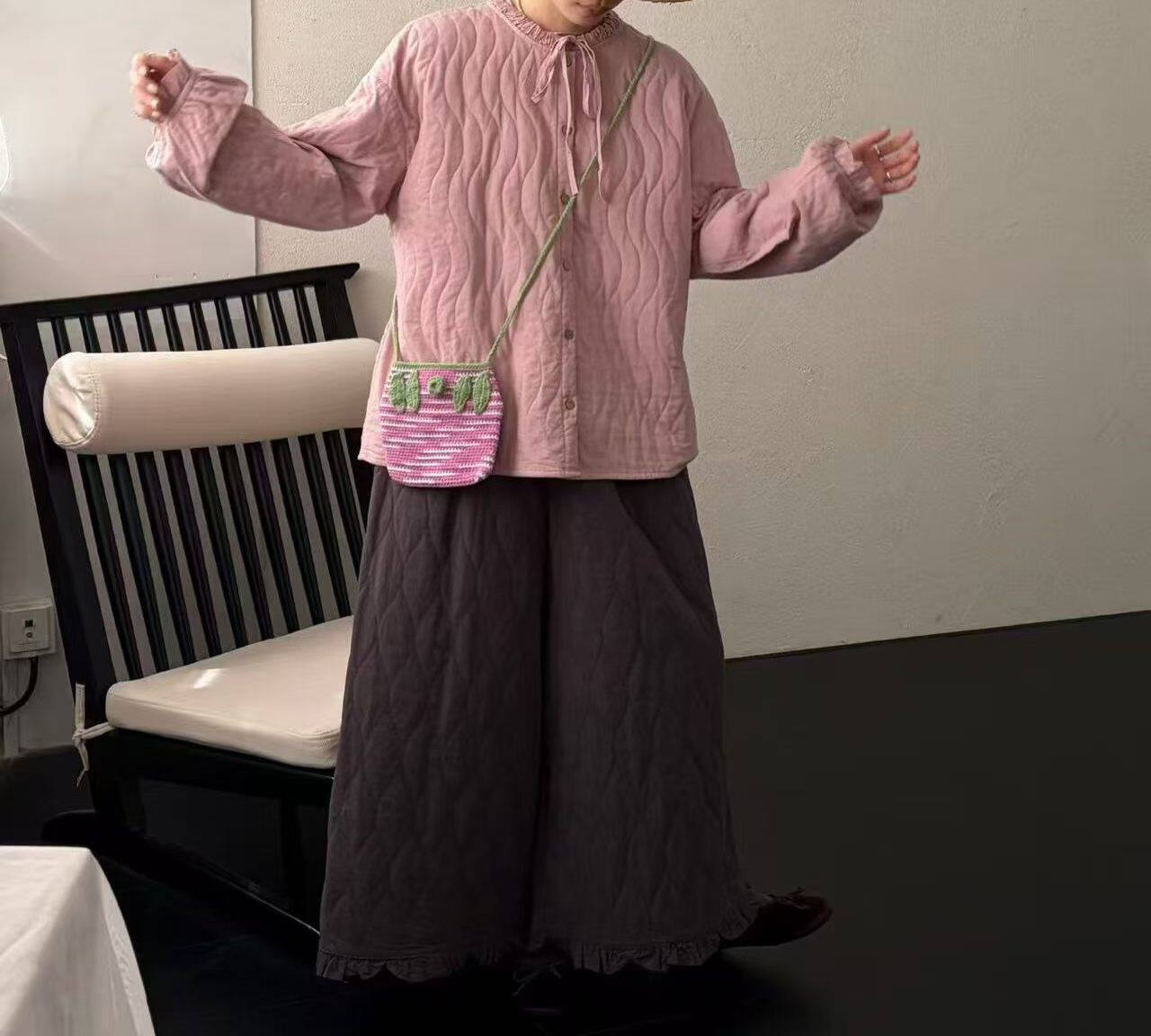 2026秋季新款日系文艺复古宽松显瘦百搭休闲复古夹棉裤女