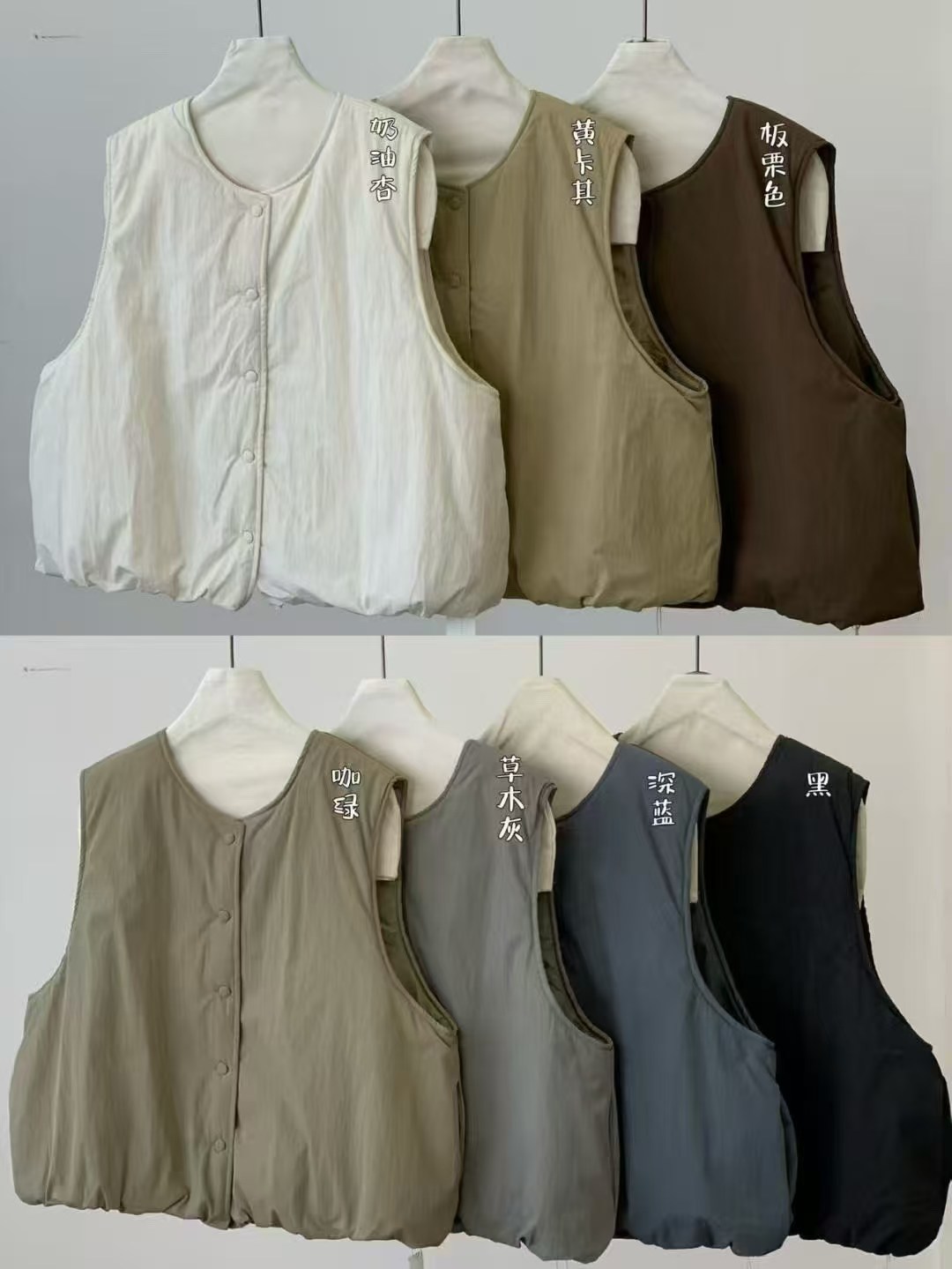 2025秋季新款韩版圆领单排扣设计感百搭夹棉马甲