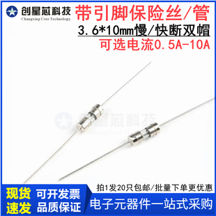 慢/快断双帽3.6*10mm带引脚保险丝/管 T8AL/F10A/T10AL/T15AL250V