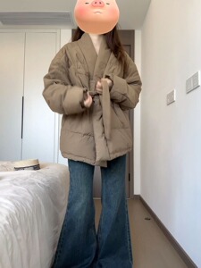 今年流行的漂亮外套大码胖妹妹韩版慵懒风系带棉服宽松百搭面包服