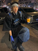 炒色做旧黑色T恤 320克重磅全棉美式 复古宽松大版 Aurocean 短袖