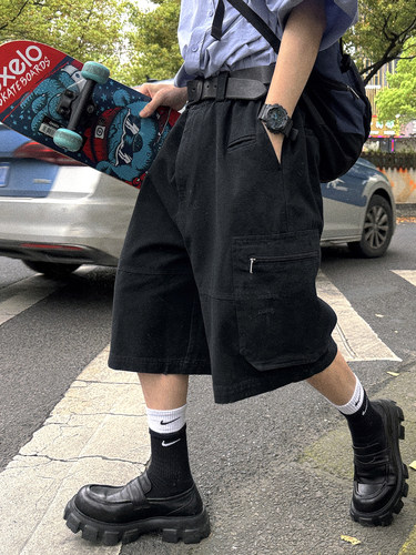 Aurocean短裤帆布水洗五分裤