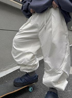 Aurocean 厚绒滑雪卫裤 轻盈速干防风面料宽松弯刀大版白色棉裤