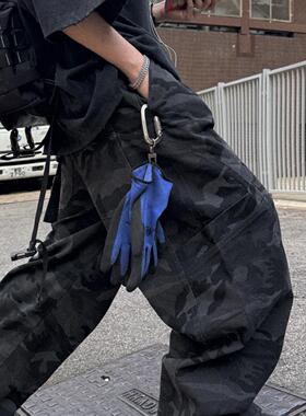 Aurocean 奶痞少年水洗工装迷彩裤 370克纯棉解构设计堆叠感长裤