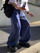 Aurocean 阔腿收腰堆堆长裤 雾霾蓝西裤 高品质挺阔垂感宽松大版