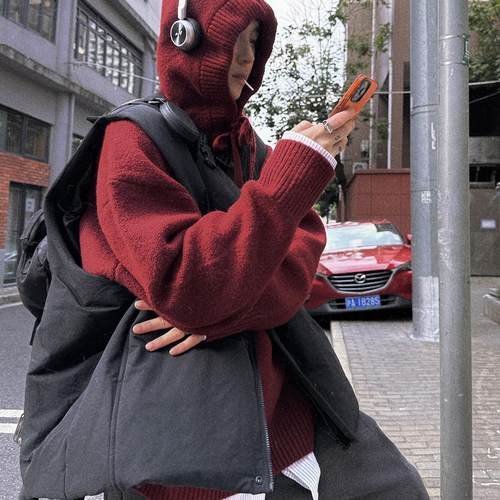 Aurocean 叠穿小能手黑色无领棉马甲 加厚充棉保暖防风棉服外套