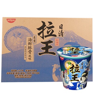 【6月到期】日清方便面非油炸拉王东京海鲜味76g*12杯整箱夜宵零