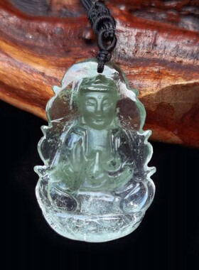 天然绿幽灵满天星观音吊坠招财
